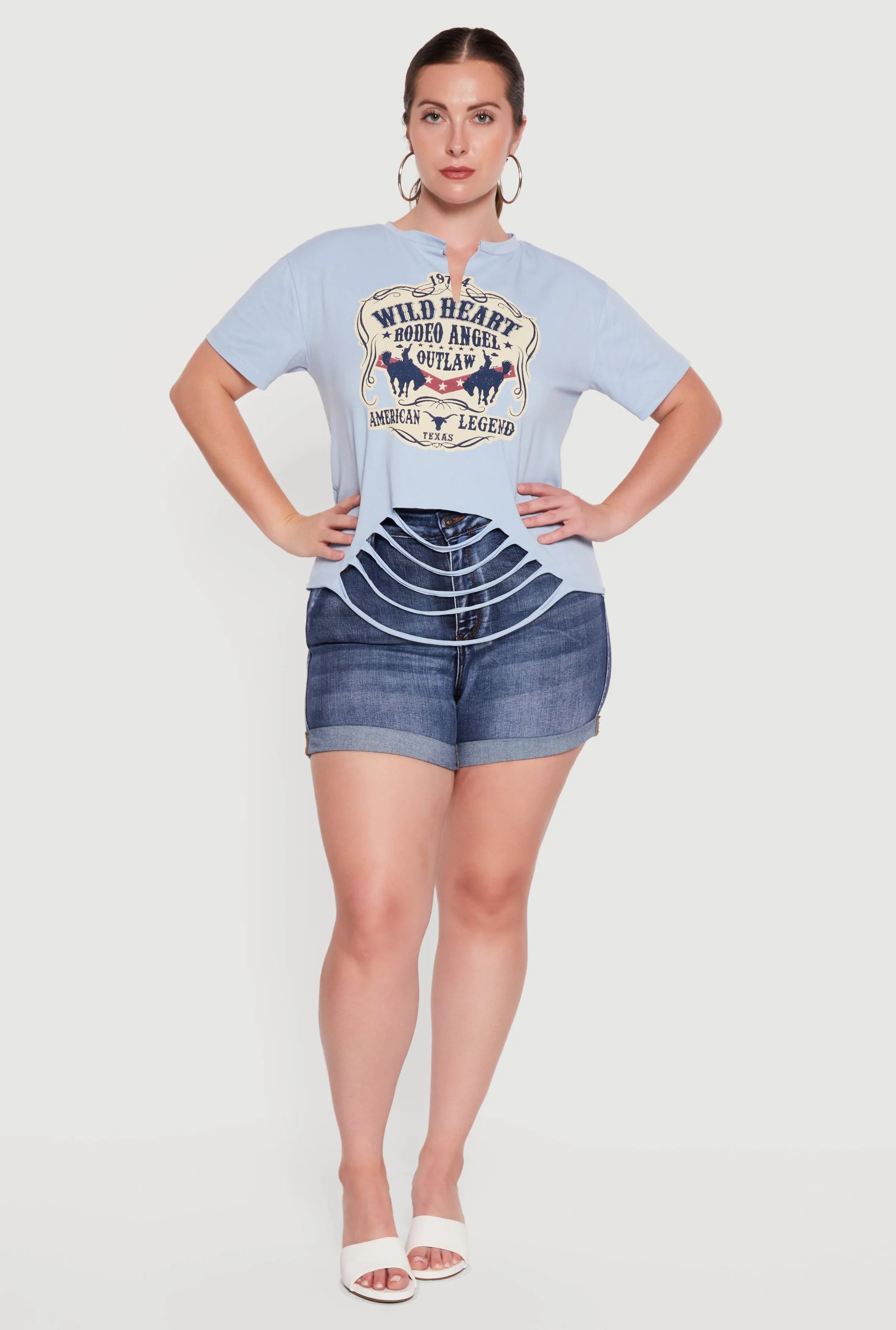Plus Size Wild Heart Rodeo Angel Graphic Slashed Tee sold by Rainbow product image thumbnail 4