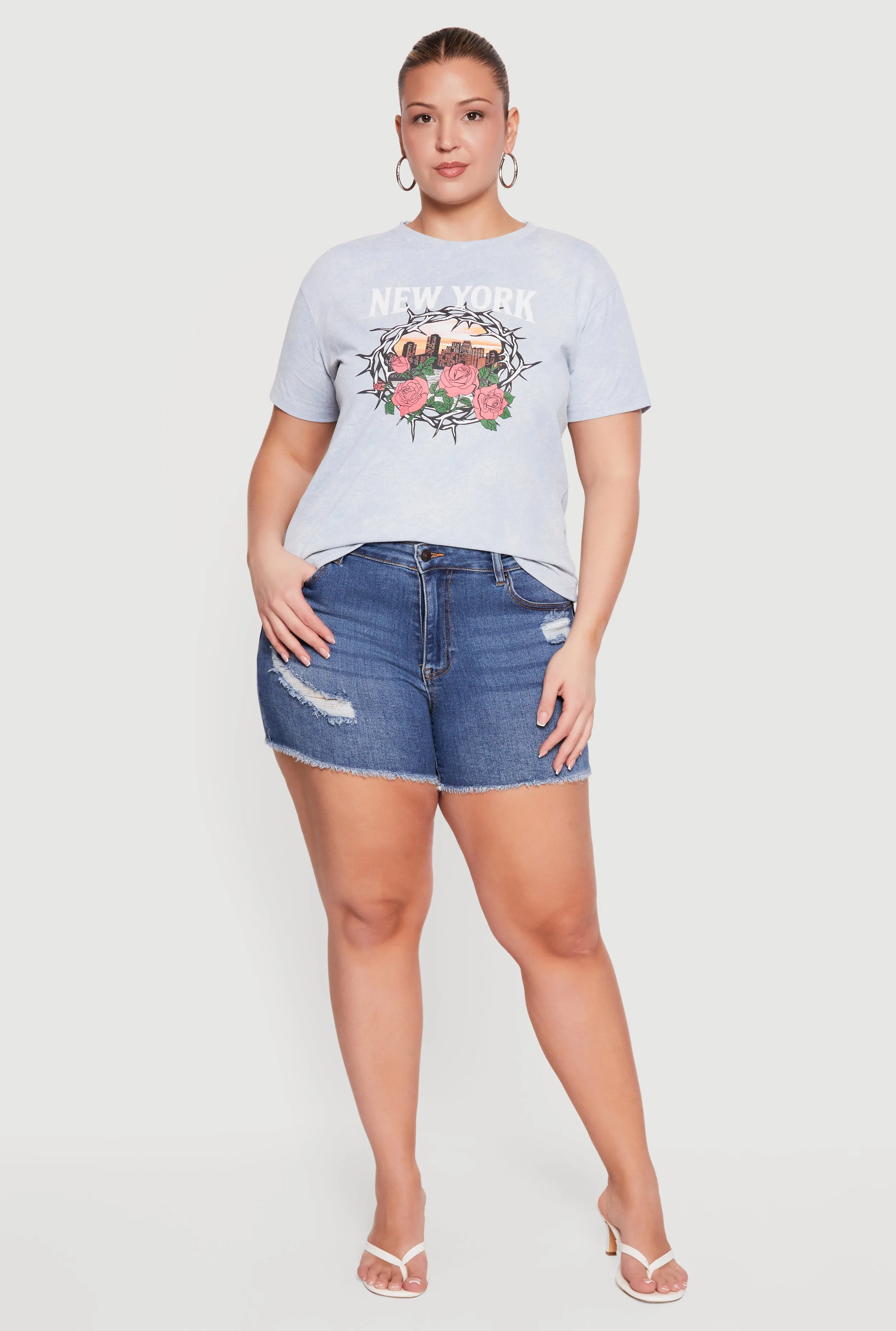 Plus Size Acid Wash New York Graphic Tee sold by Rainbow product image thumbnail 3