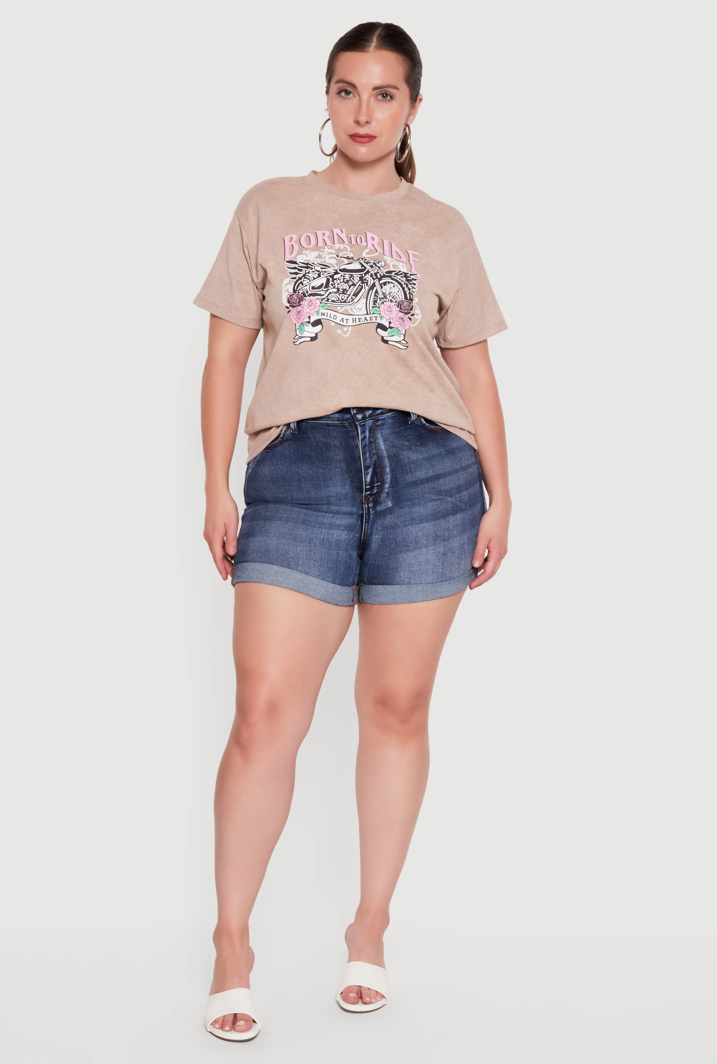 Plus Size Acid Wash Motorcycle Graphic T-Shirt sold by Rainbow product image thumbnail 3