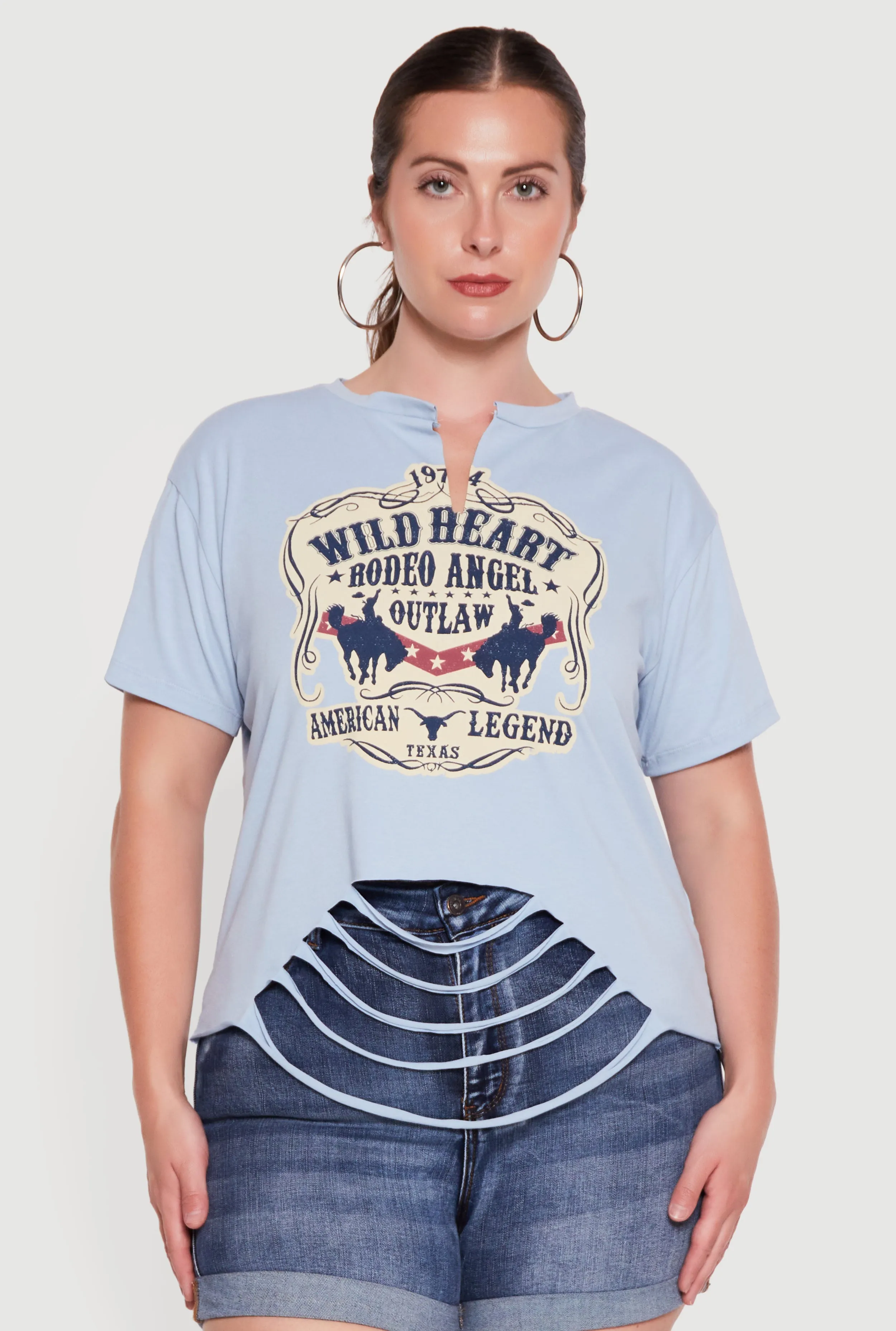 Plus Size Wild Heart Rodeo Angel Graphic Slashed Tee sold by Rainbow product image thumbnail 2