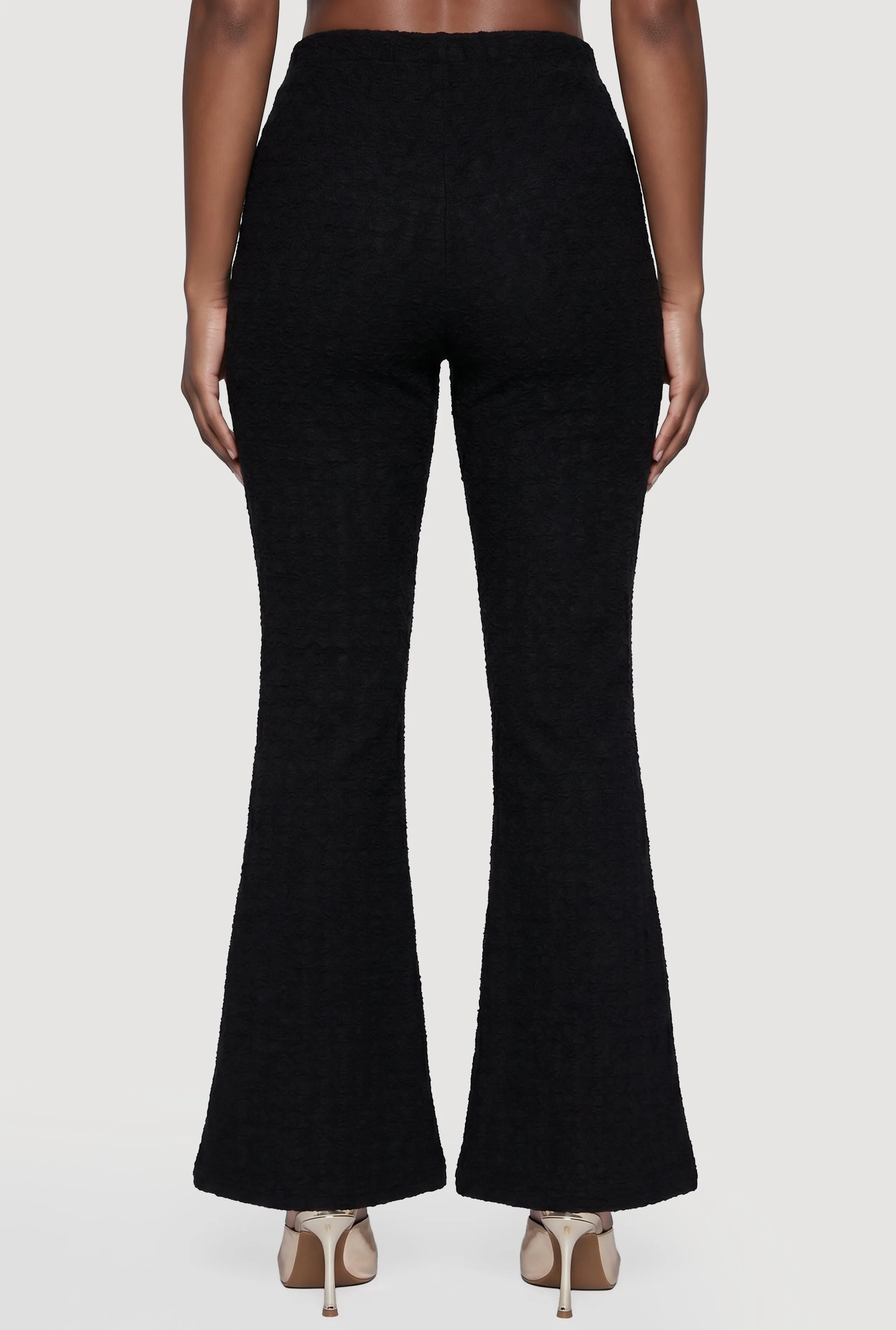 O-Ring Keyhole Textured Knit Flare Pants sold by Rainbow product image thumbnail 5