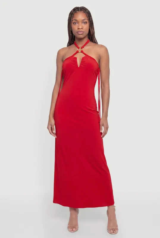 Keyhole Halter Maxi Dress made by Rainbow