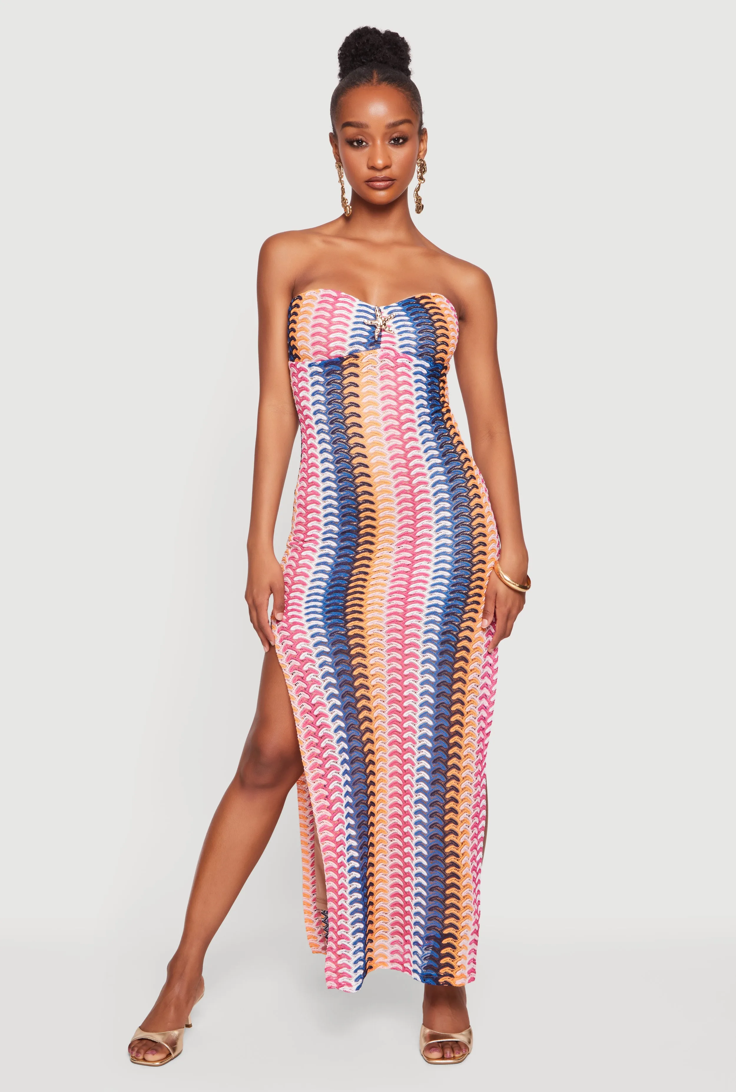 Starfish Detail Patterned Maxi Tube Dress sold by Rainbow