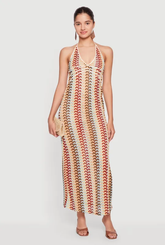 Patterned Halter Maxi Dress made by Rainbow