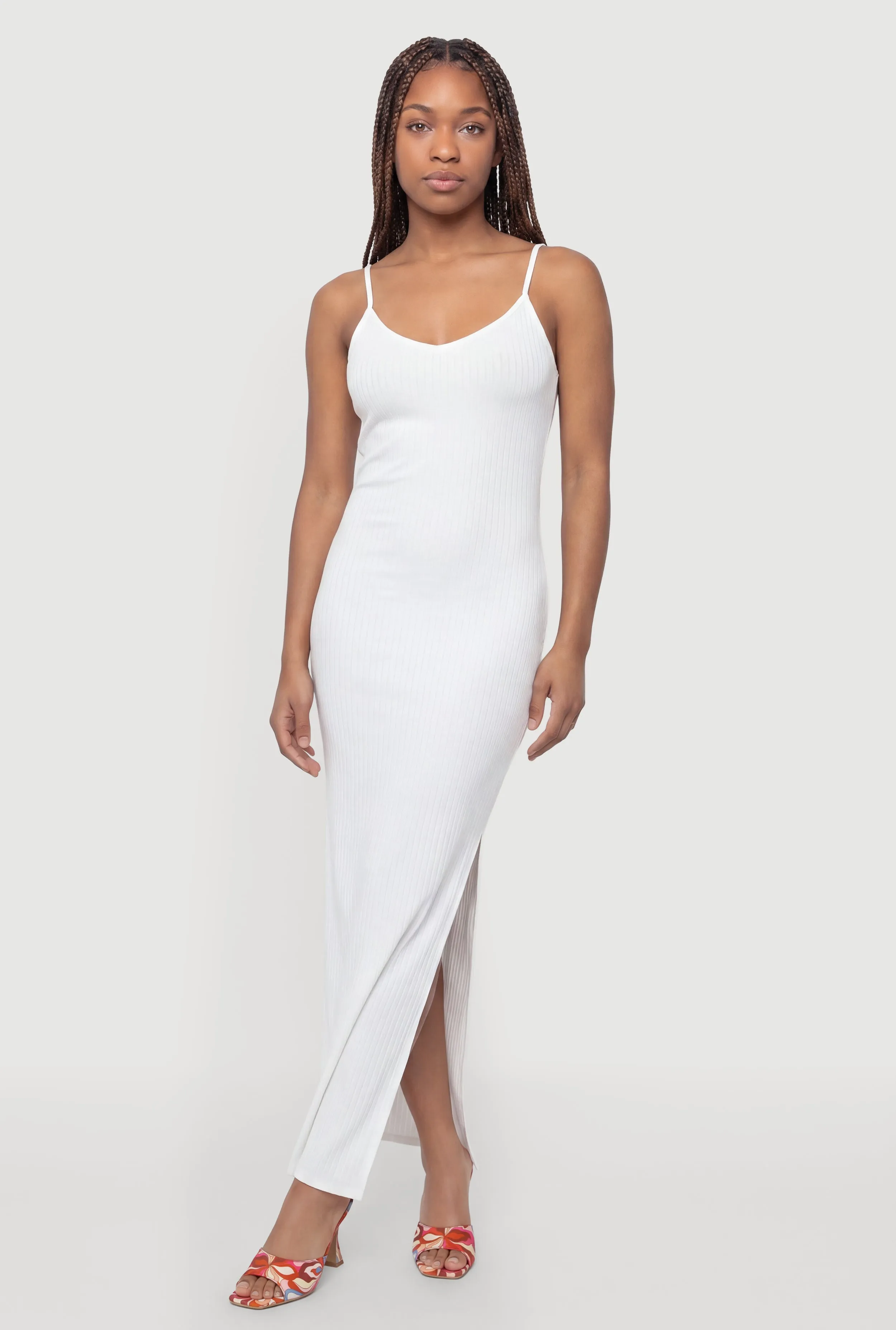 Ribbed Knit Maxi Cami Dress with Side Slit sold by Rainbow product image thumbnail 5