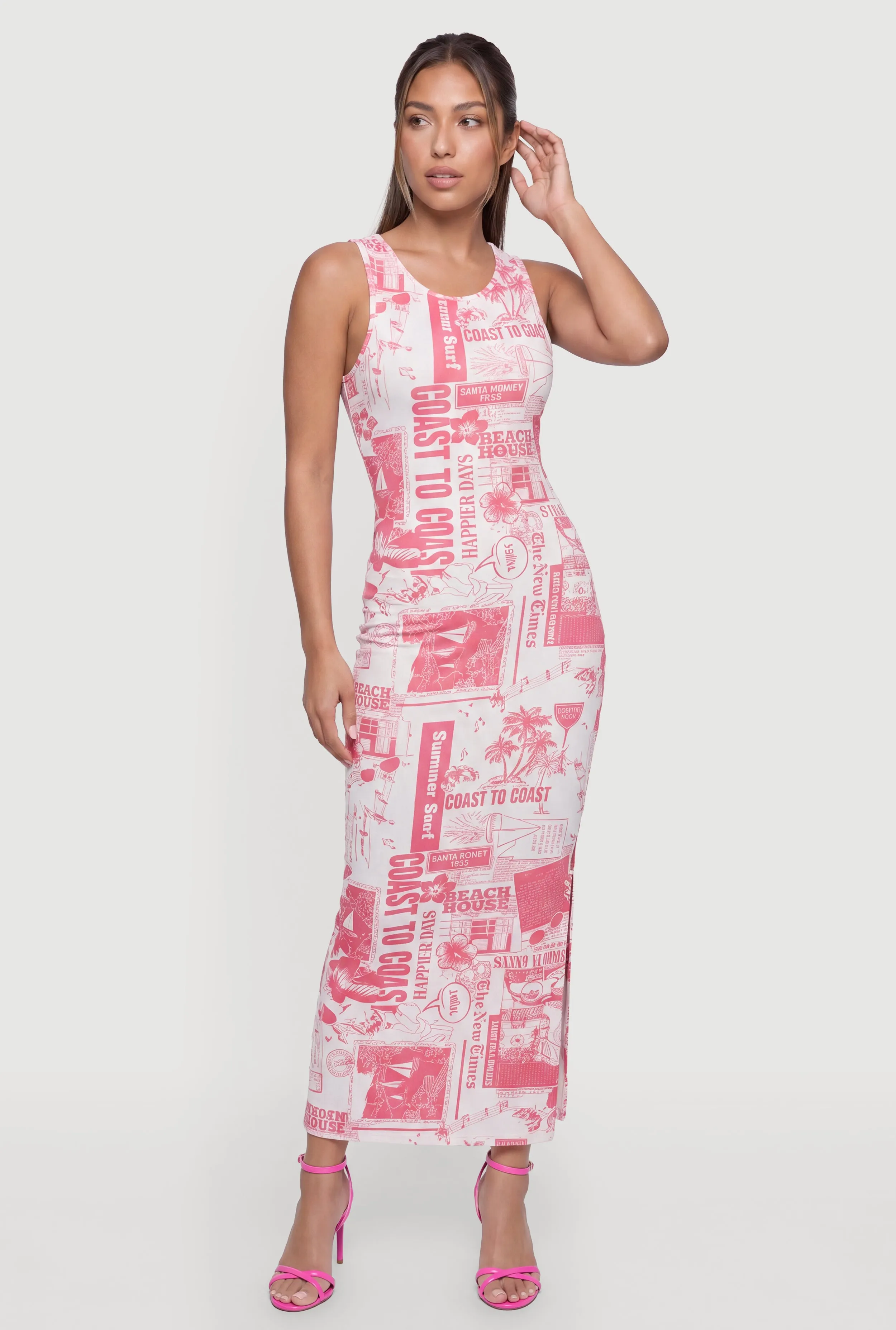 Coast To Coast Collage Graphic Print Maxi Tank Dress sold by Rainbow