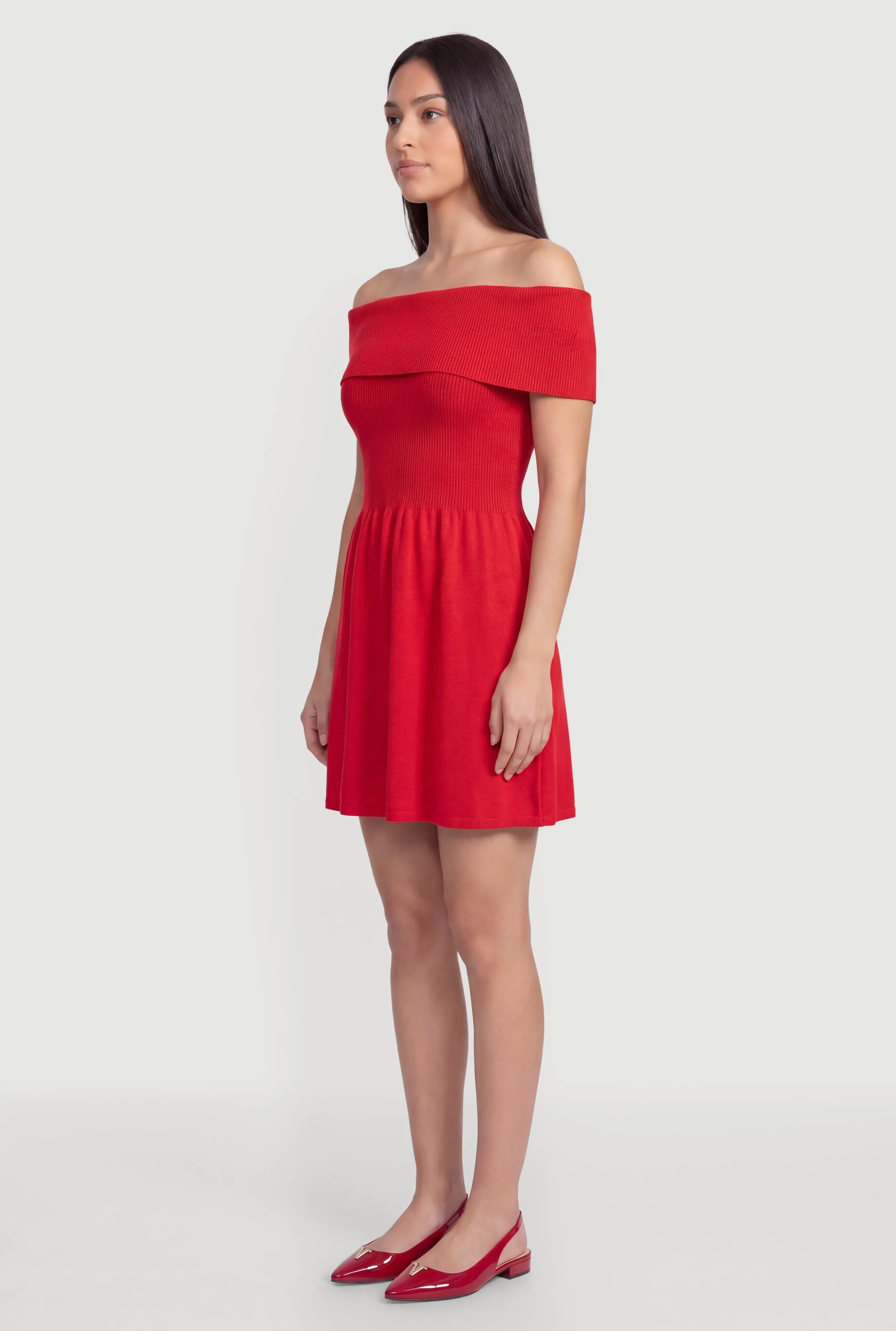 Fold Over Off The Shoulder Skater Dress sold by Rainbow product image thumbnail 2