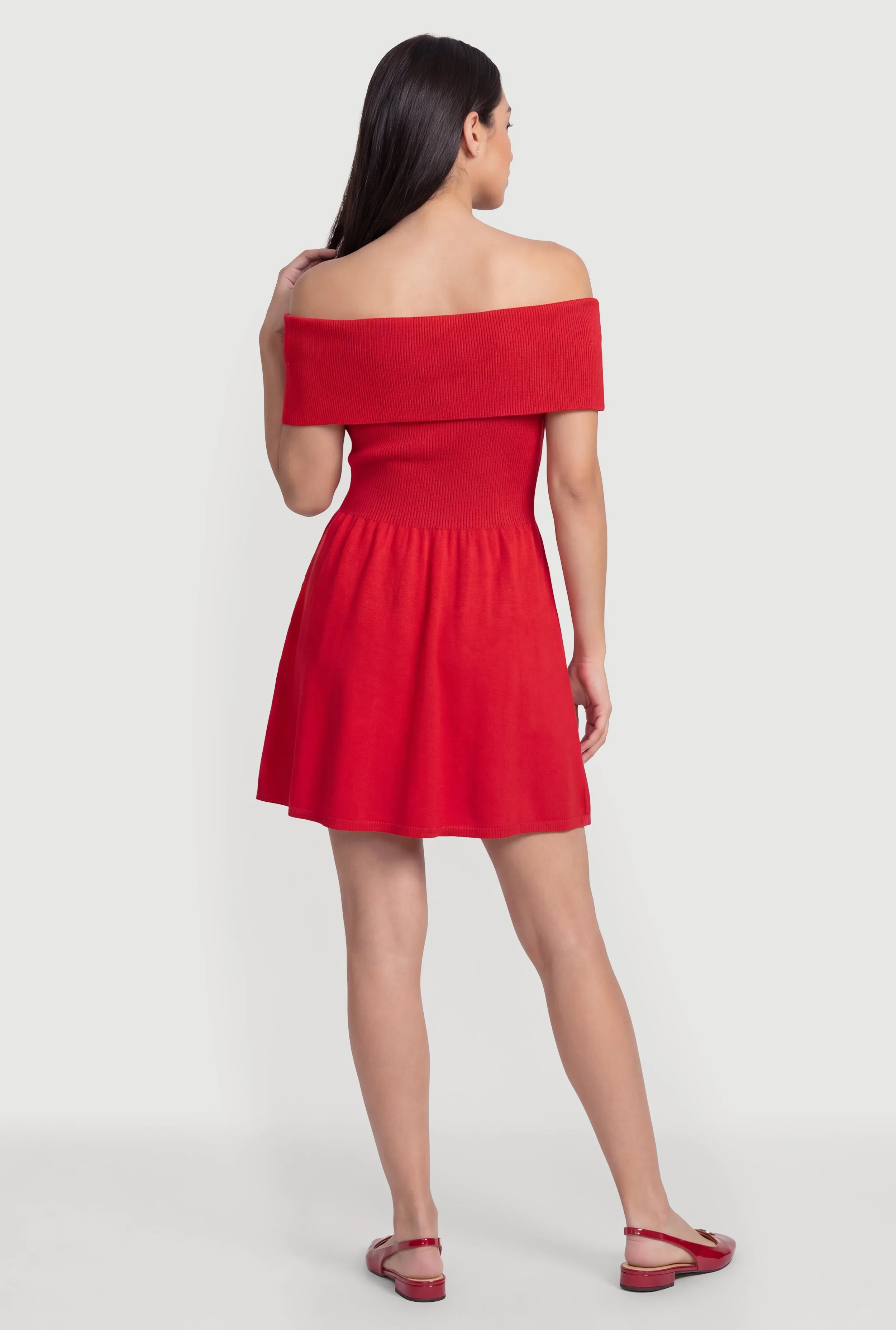 Fold Over Off The Shoulder Skater Dress sold by Rainbow product image thumbnail 3