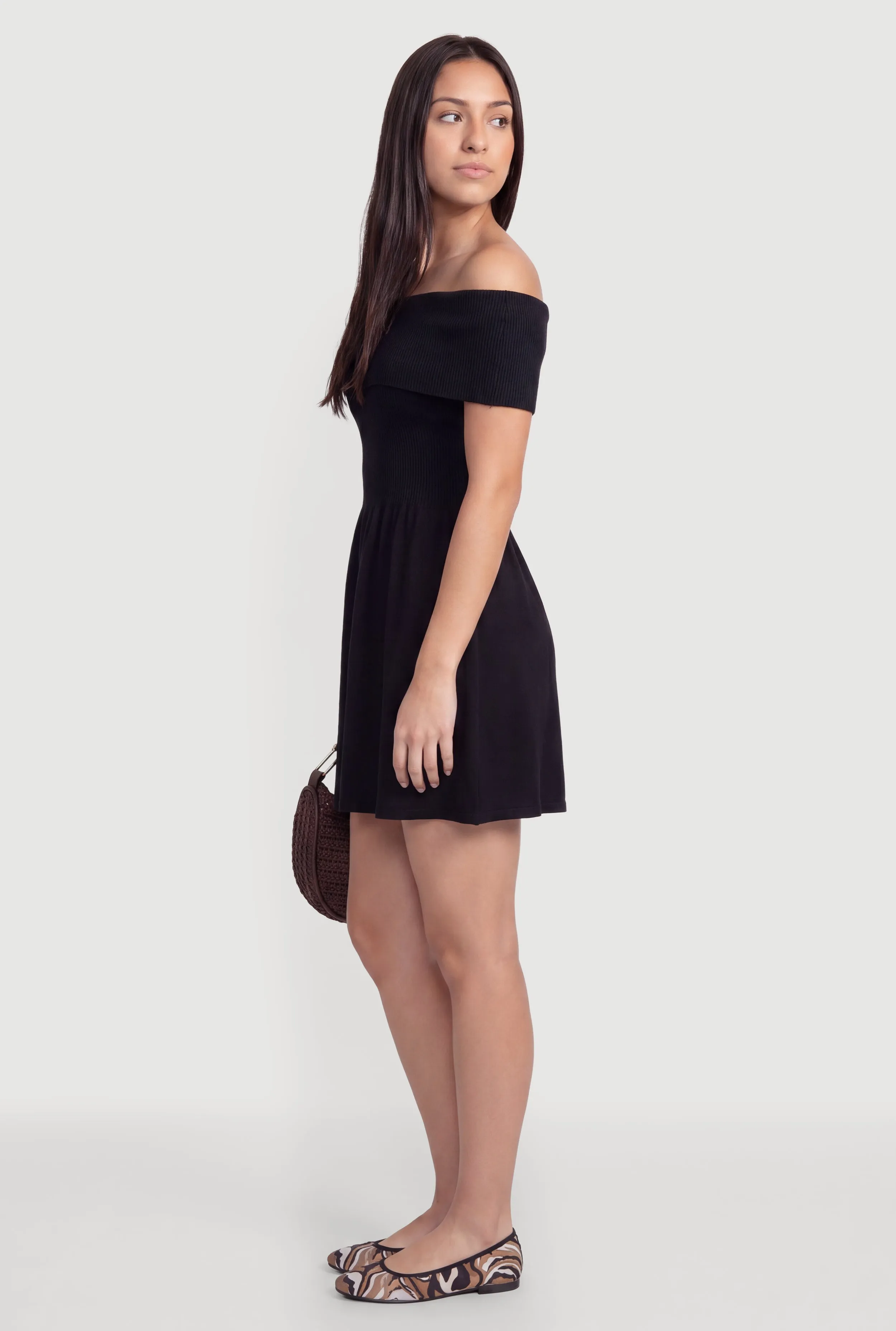 Fold Over Off The Shoulder Skater Dress sold by Rainbow product image thumbnail 2