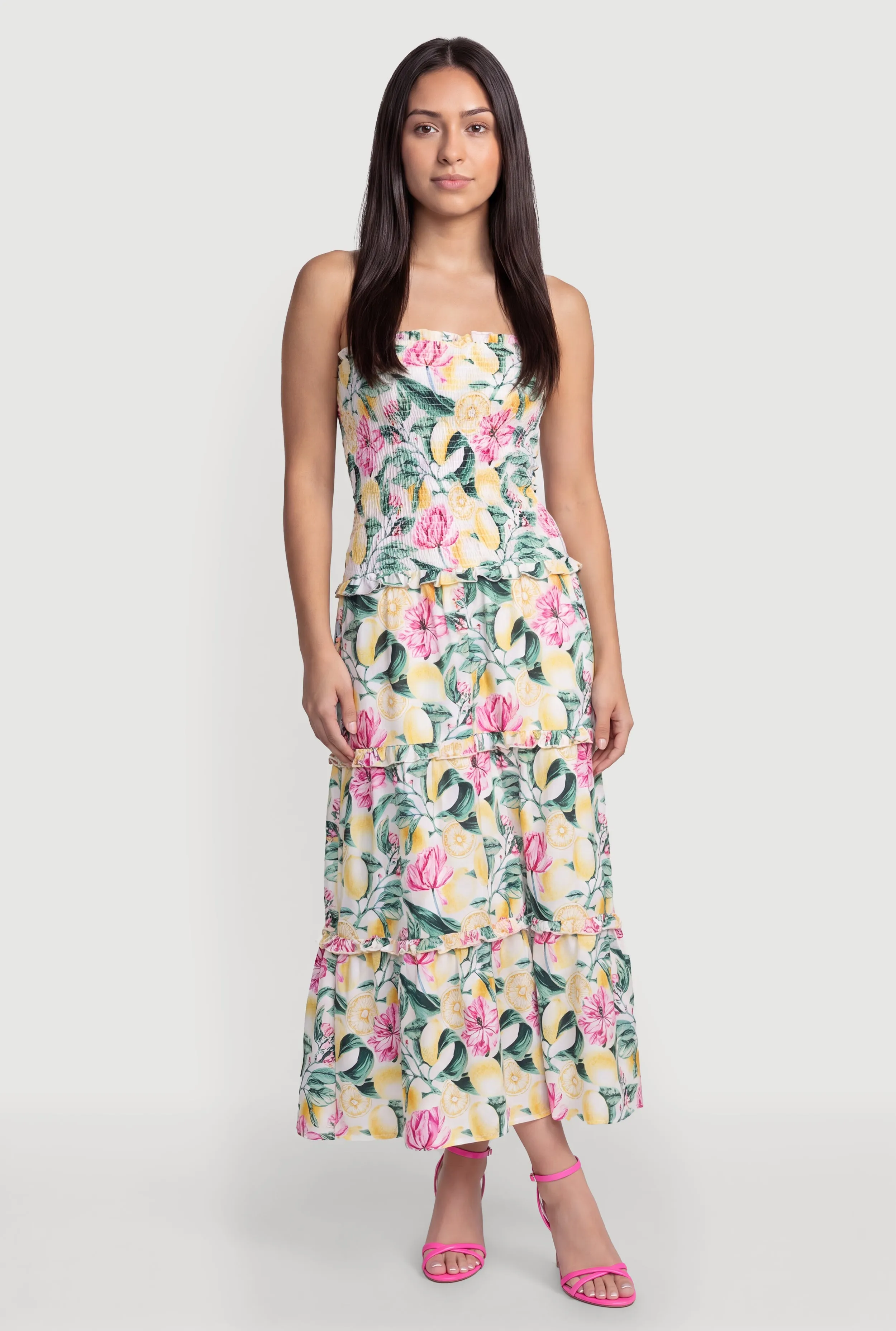 Floral Smocked Drop Waist Ruffle Tiered Tube Dress sold by Rainbow