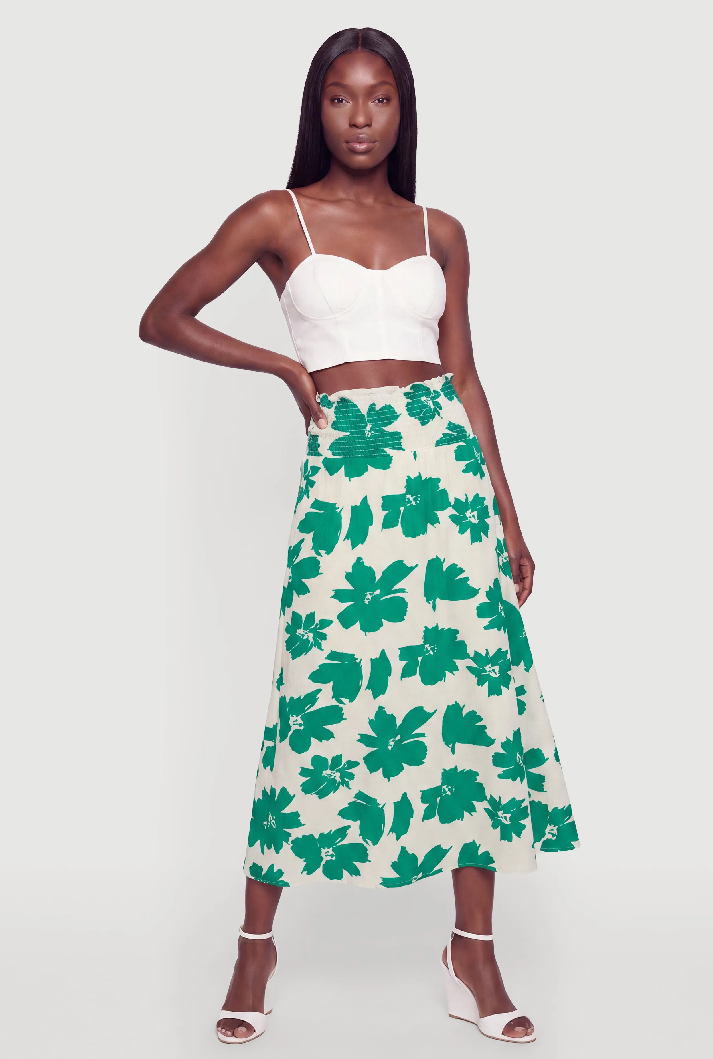 Floral Smocked Waist Maxi Skirt sold by Rainbow product image thumbnail 2