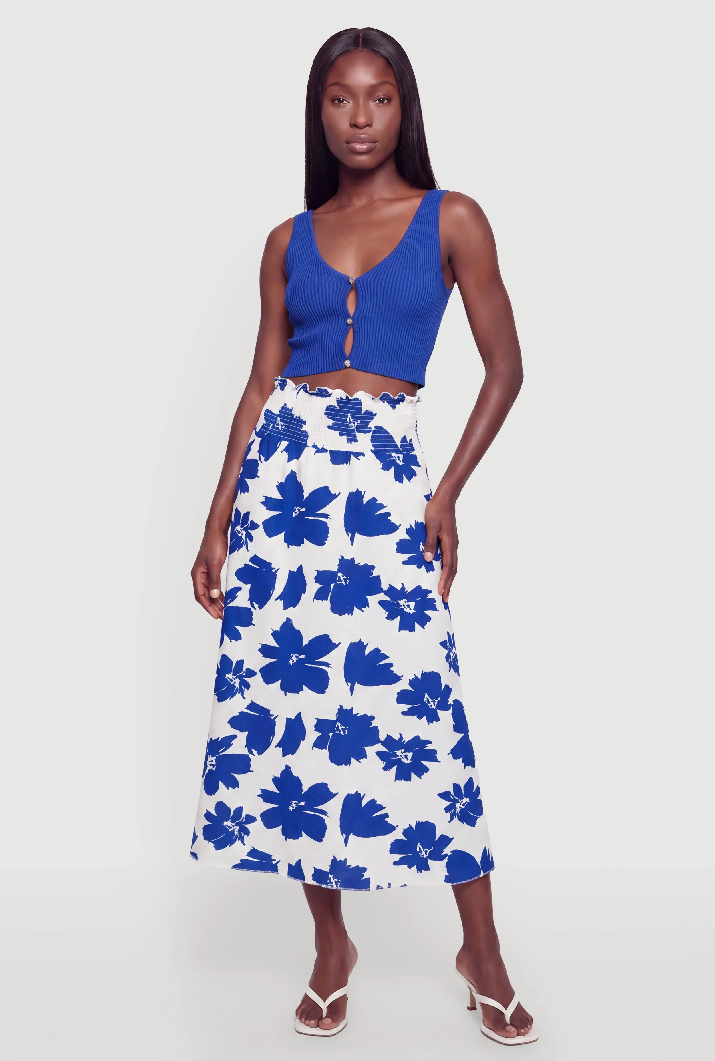Floral Smocked Waist Maxi Skirt sold by Rainbow product image thumbnail 3