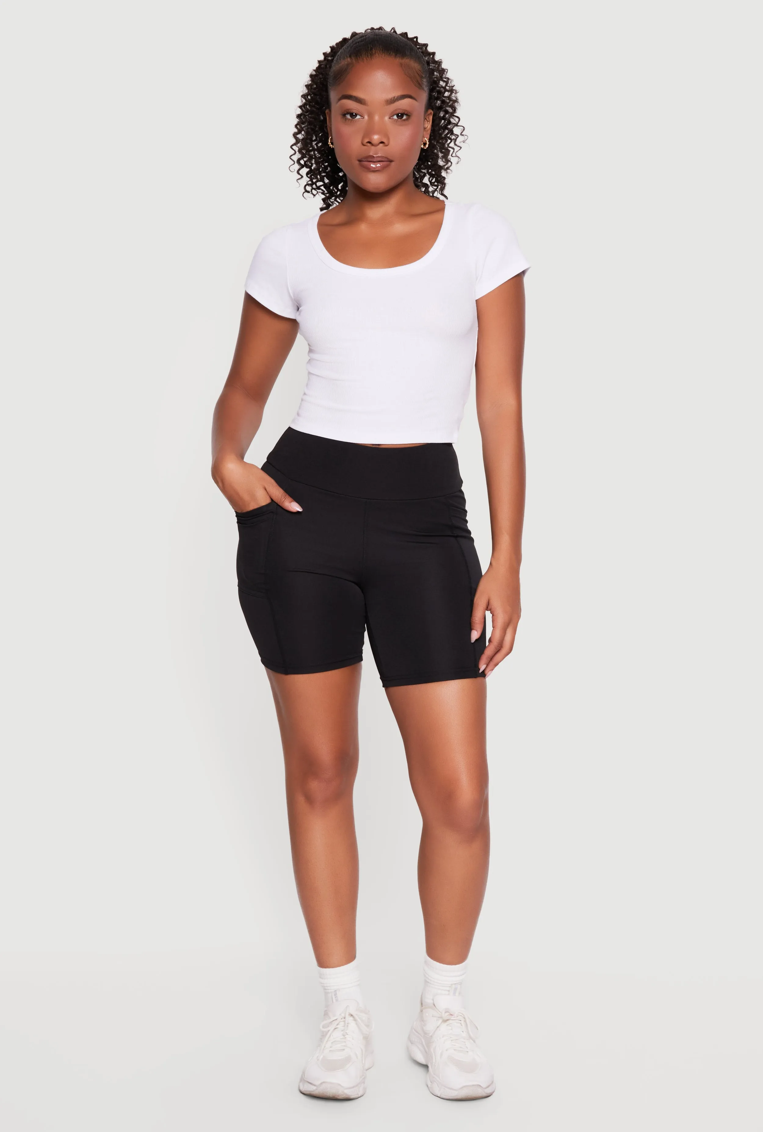 High Waisted Biker Shorts with Cell Phone Pockets sold by Rainbow product image thumbnail 2