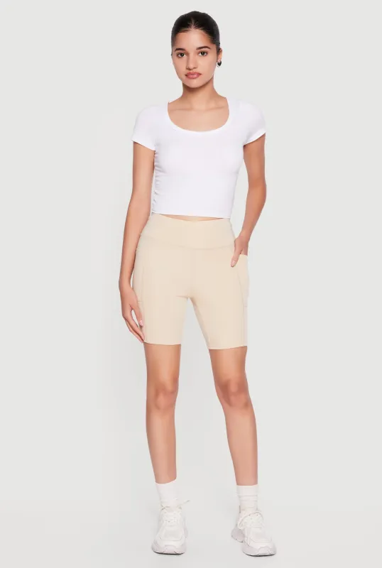 High Waisted Biker Shorts with Cell Phone Pockets made by Rainbow