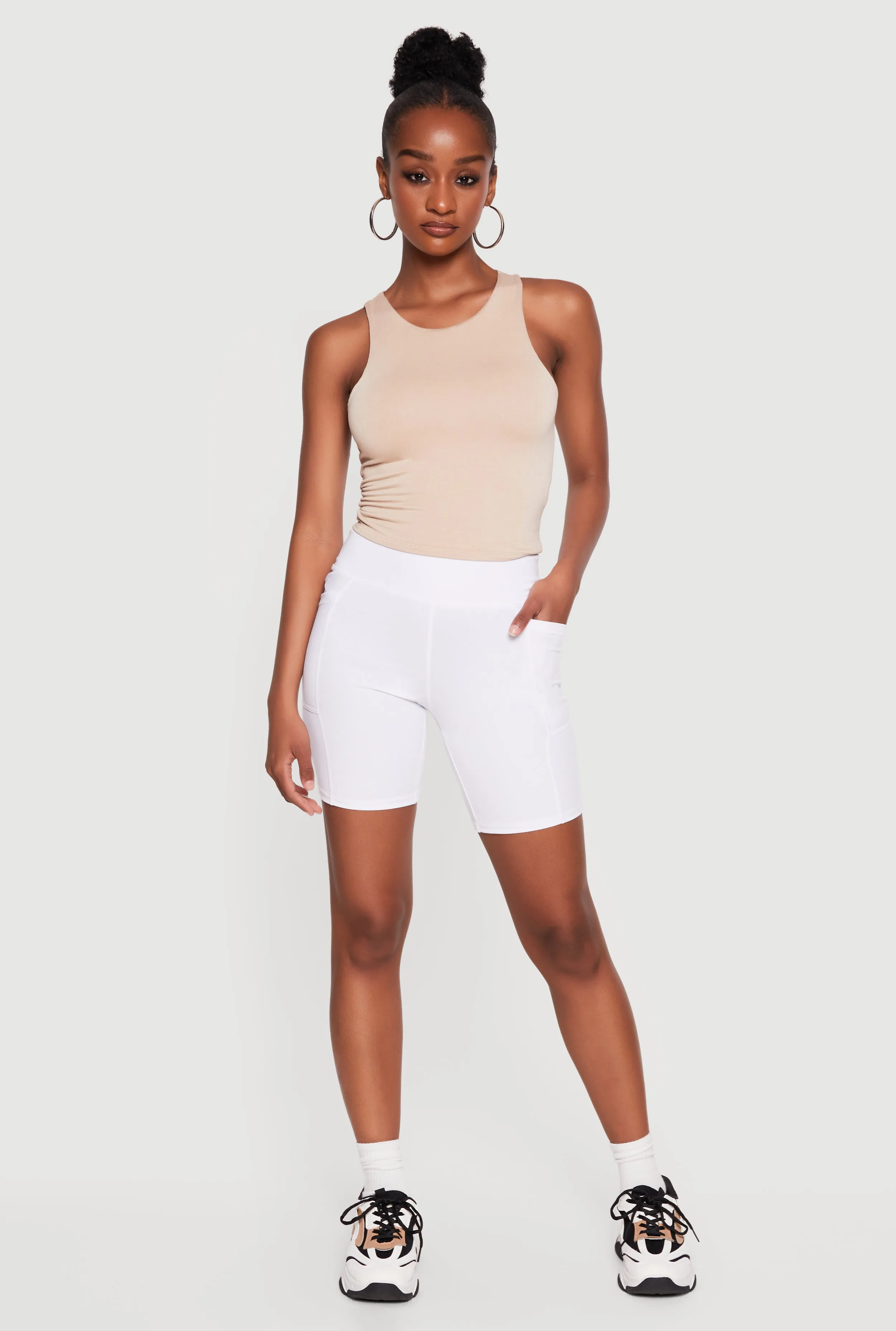 High Waisted Biker Shorts with Cell Phone Pockets sold by Rainbow product image thumbnail 4