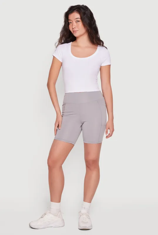 High Waisted Biker Shorts with Cell Phone Pockets made by Rainbow