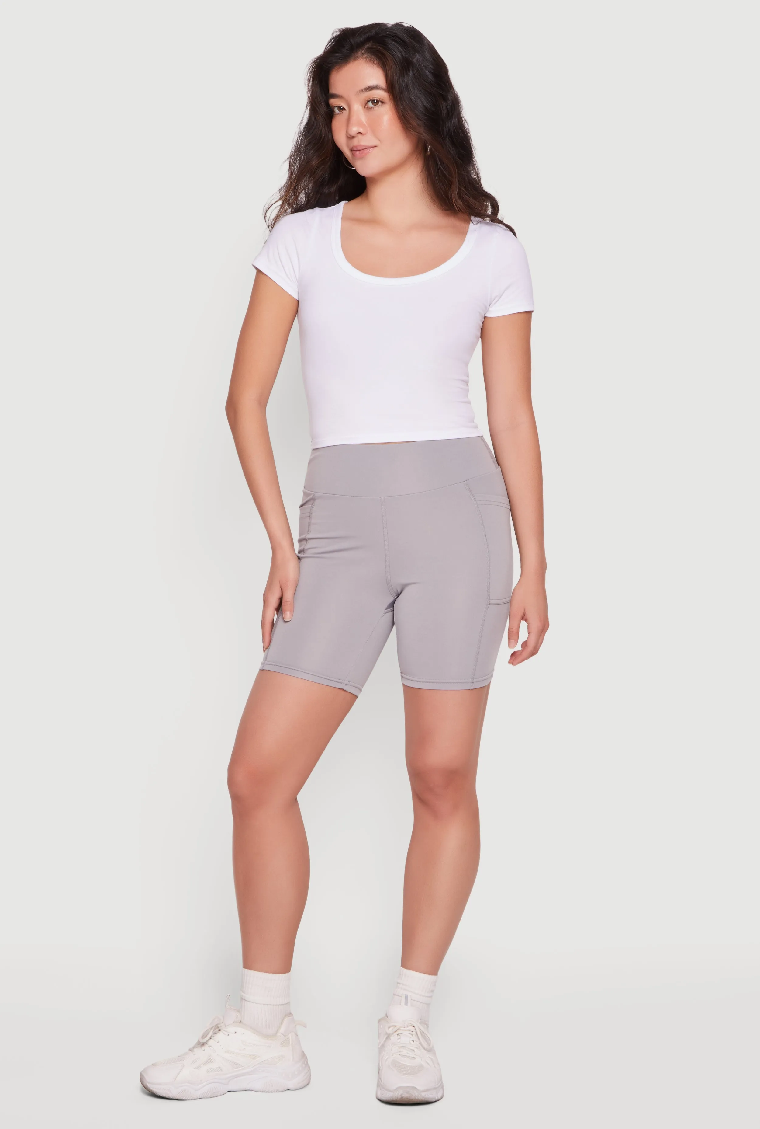 High Waisted Biker Shorts with Cell Phone Pockets sold by Rainbow