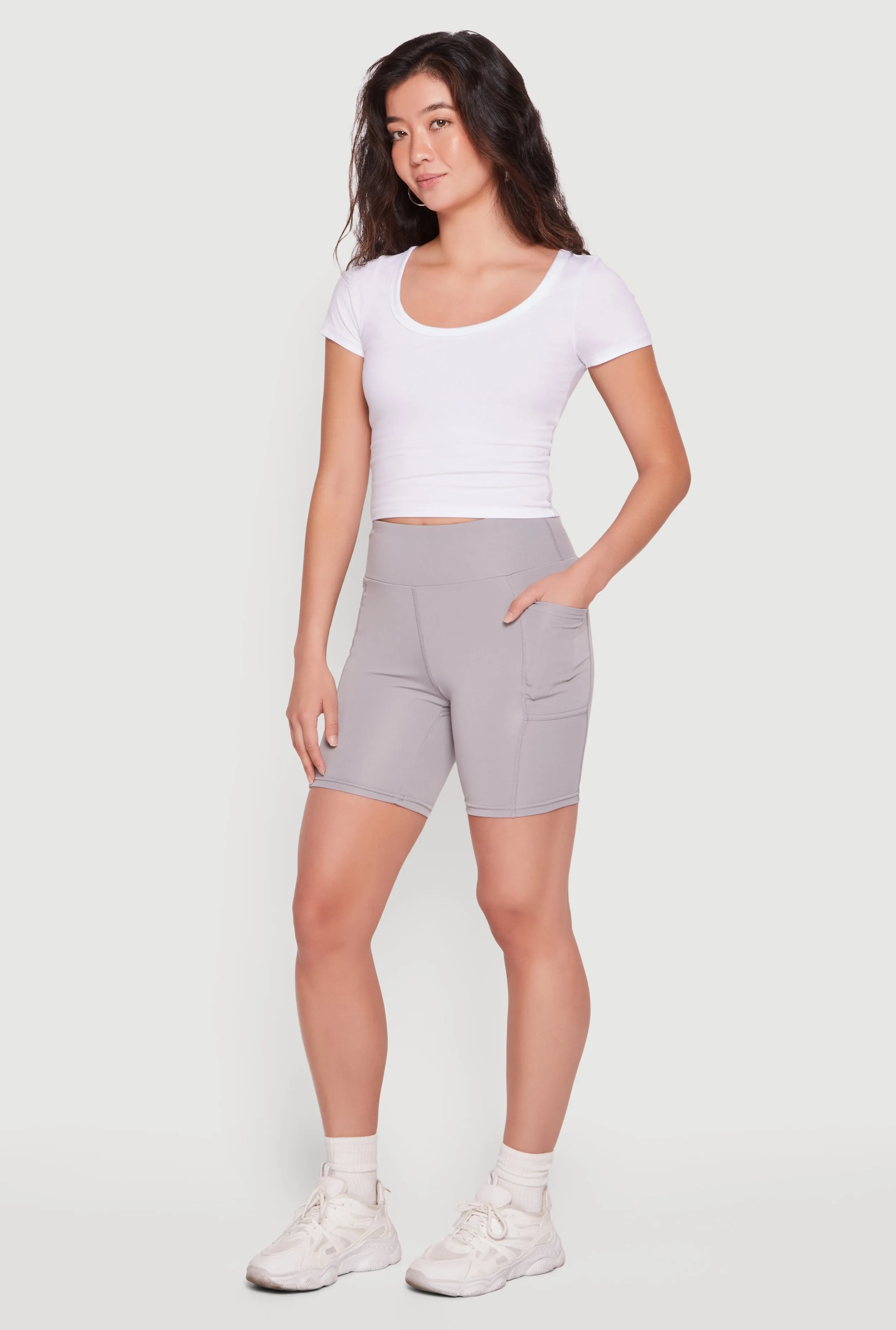 High Waisted Biker Shorts with Cell Phone Pockets sold by Rainbow product image thumbnail 2