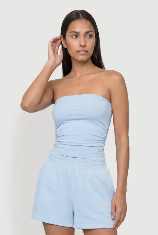 Side Ruched Cropped Tube Top made by Rainbow