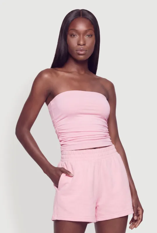 Side Ruched Cropped Tube Top made by Rainbow