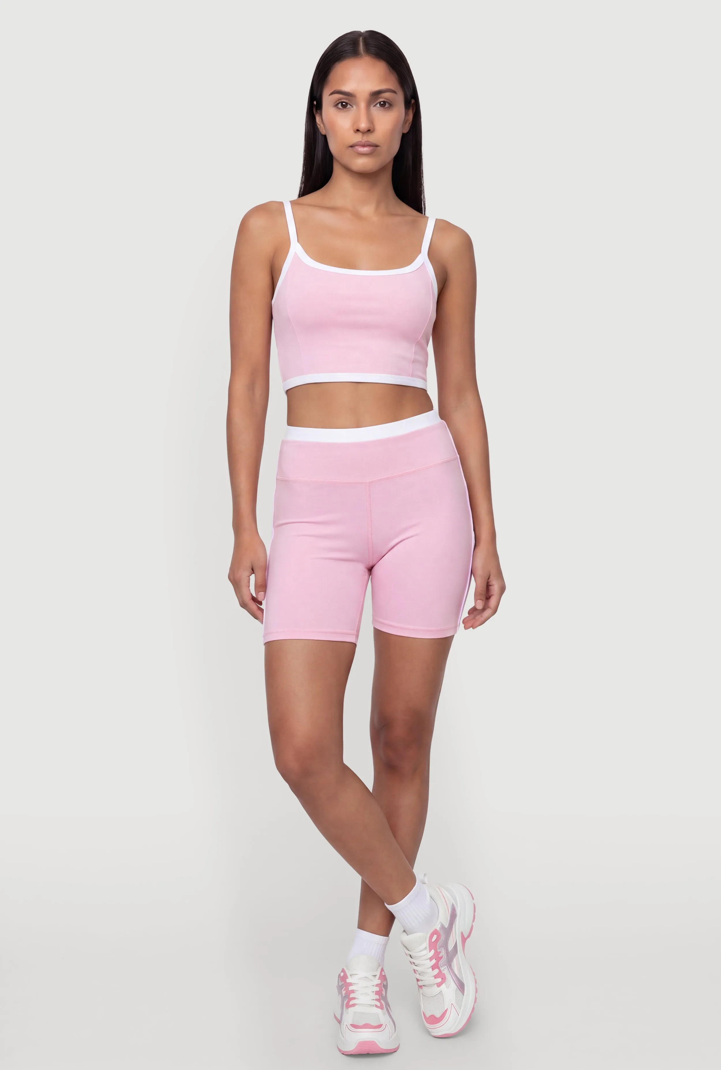 High Waisted Contrast Trim Biker Shorts sold by Rainbow
