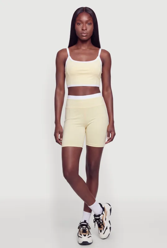 High Waisted Contrast Trim Biker Shorts made by Rainbow