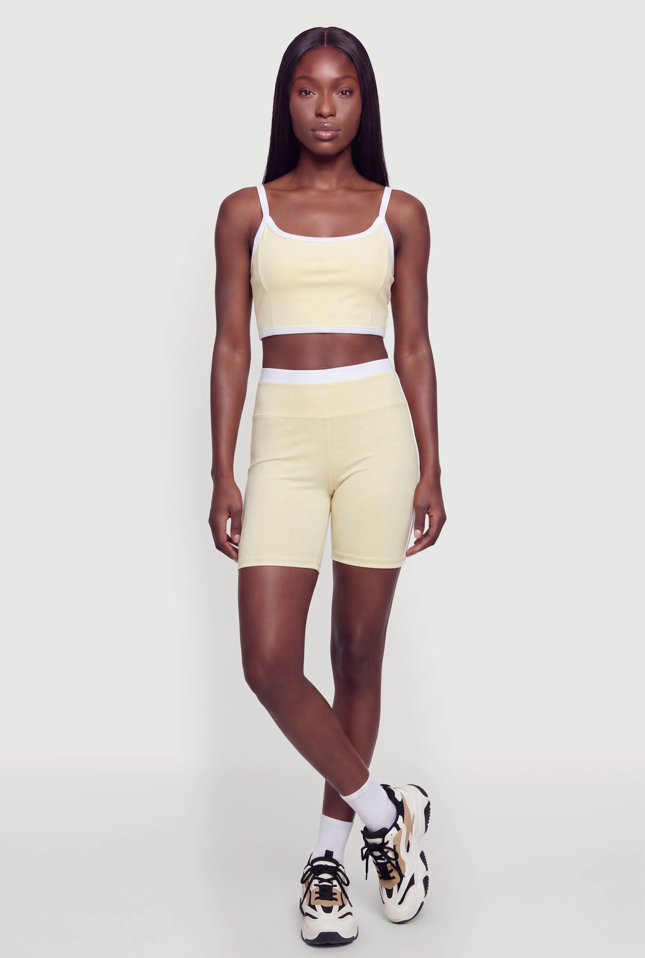 High Waisted Contrast Trim Biker Shorts sold by Rainbow