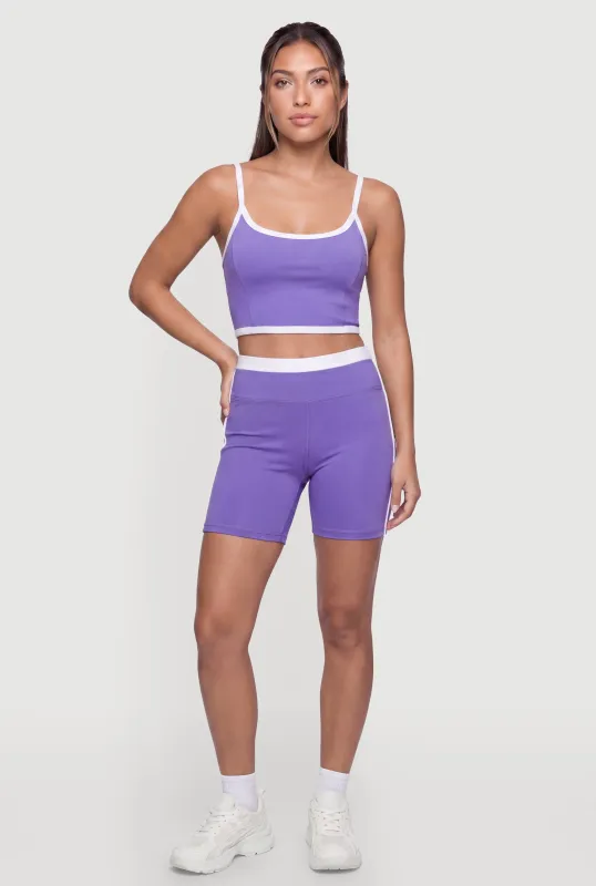 High Waisted Contrast Trim Biker Shorts made by Rainbow