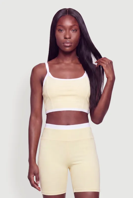 Contrast Trim Scoop Neck Crop Top made by Rainbow
