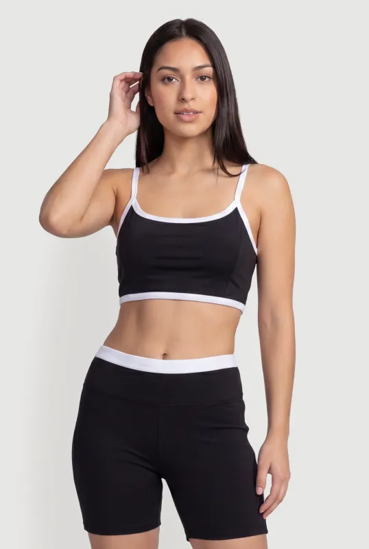 Contrast Trim Scoop Neck Crop Top made by Rainbow