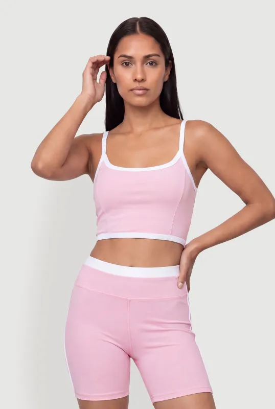 Contrast Trim Scoop Neck Crop Top made by Rainbow