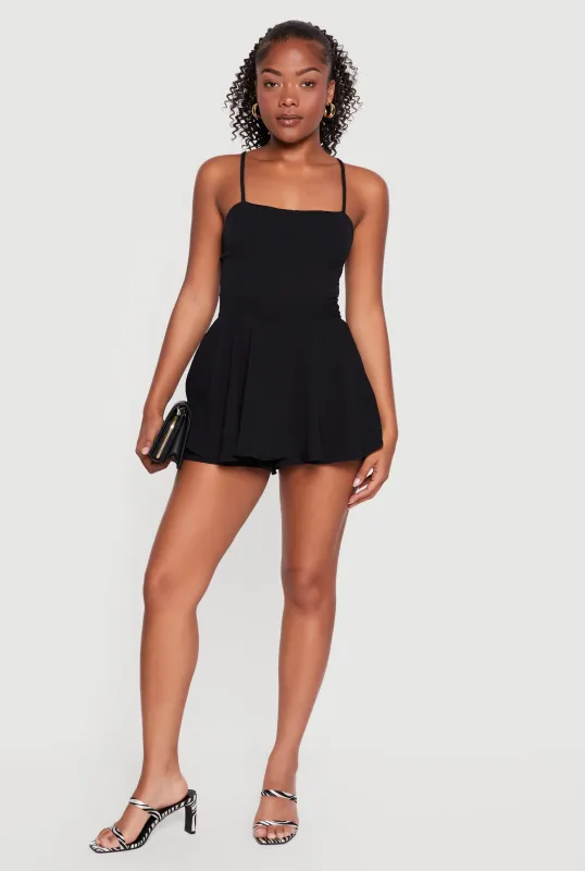Crepe Knit Tie Back Cami Romper made by Rainbow