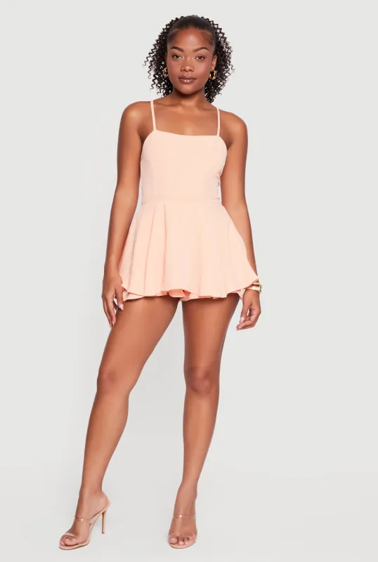 Crepe Knit Tie Back Cami Romper made by Rainbow