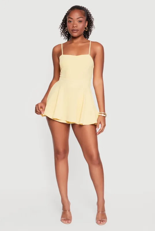 Crepe Knit Tie Back Cami Romper made by Rainbow