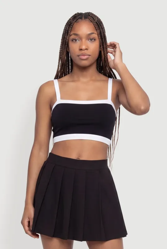Contrast Trim Crop Top made by Rainbow