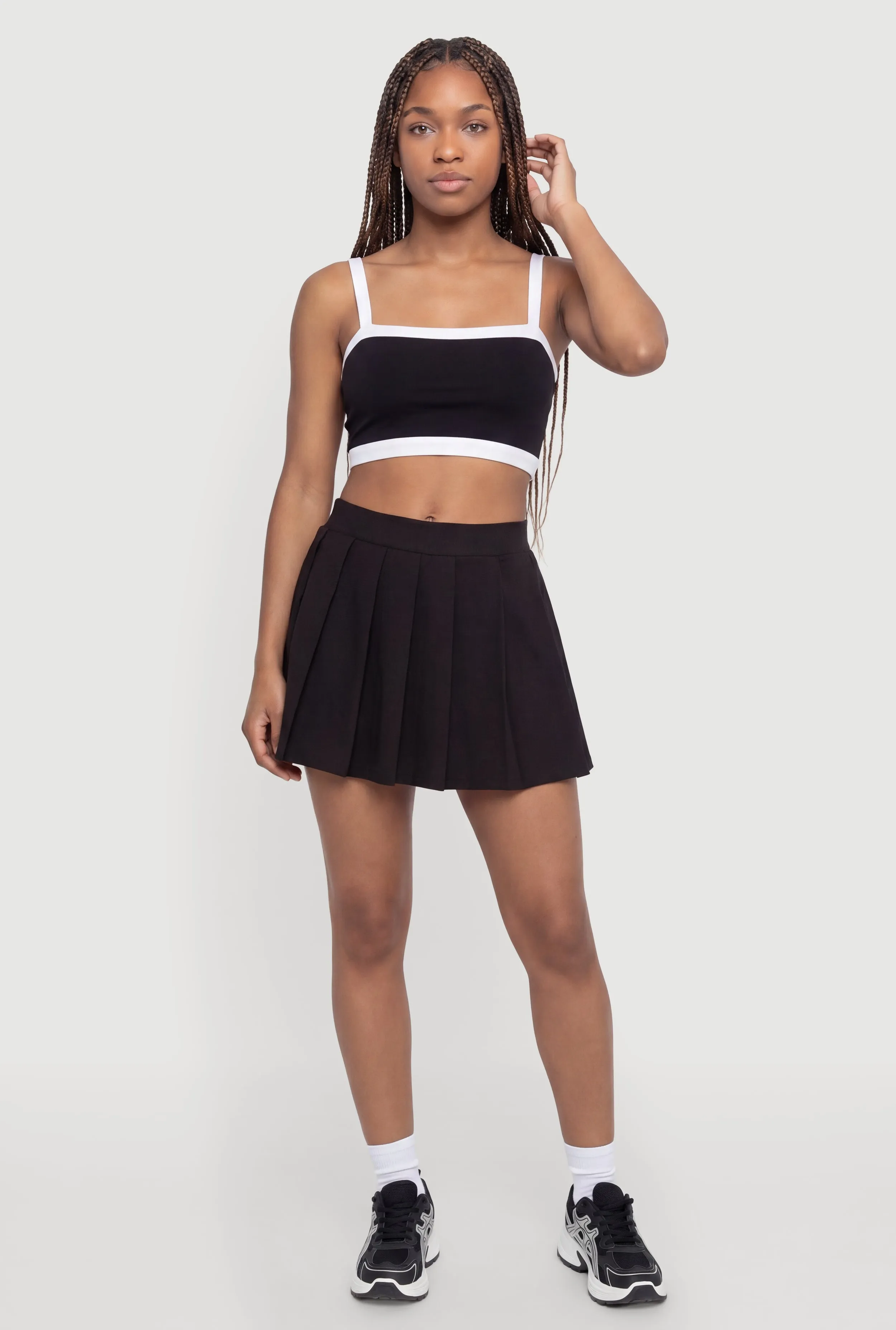 Pleated Mini Skirt with Shorts Lining sold by Rainbow