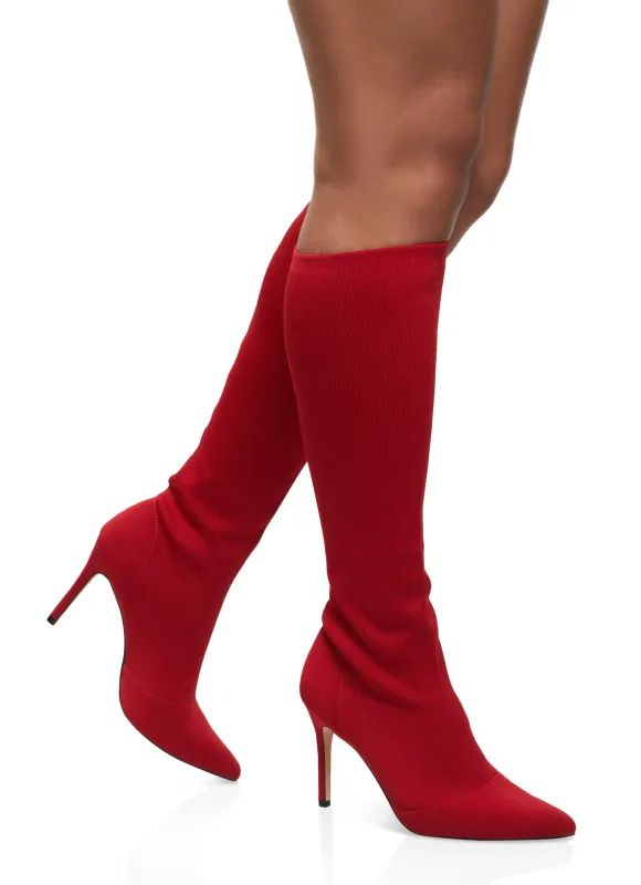 Pointed Toe Tall Sock Boots made by Rainbow