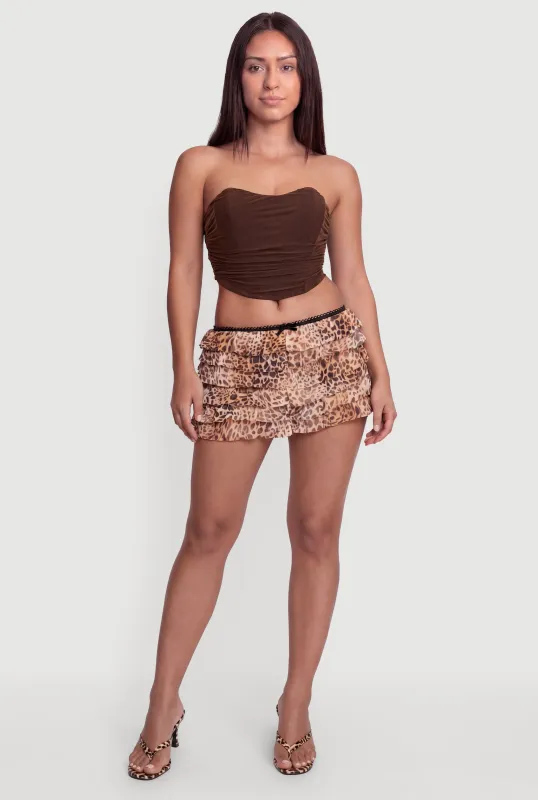 Side Ruched Mesh Corset Crop Top made by Haute Monde