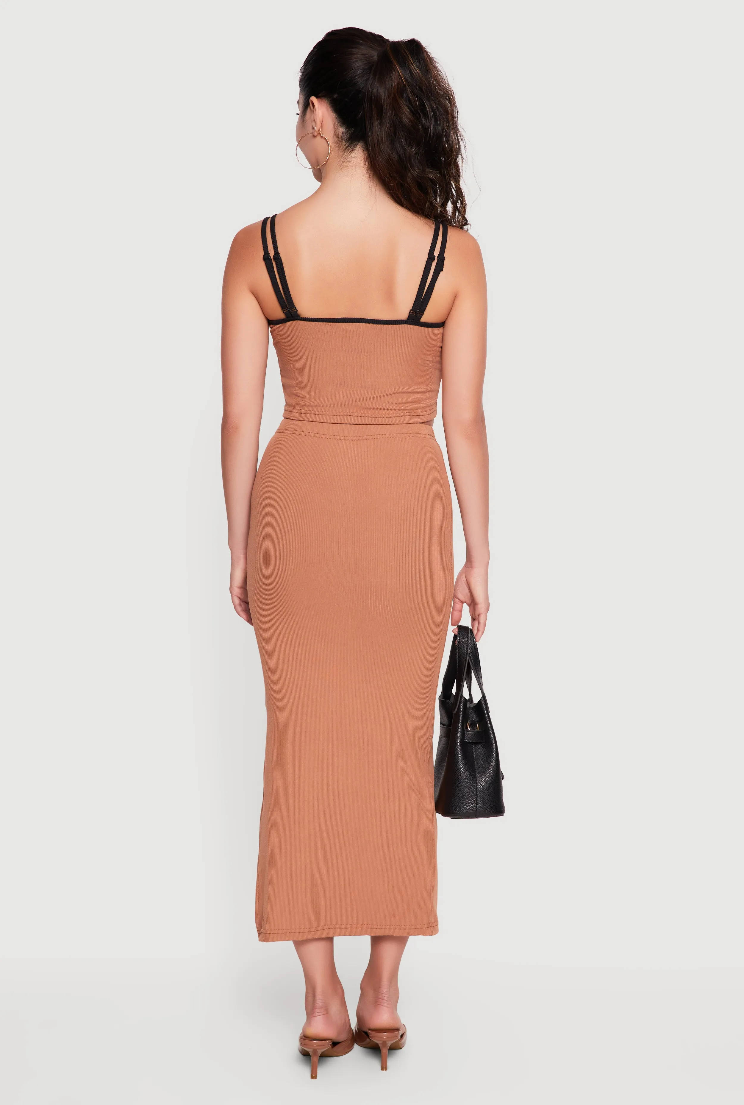 Contrast Trim Double Strap Crop Top and Side Slit Skirt sold by Rainbow product image thumbnail 3