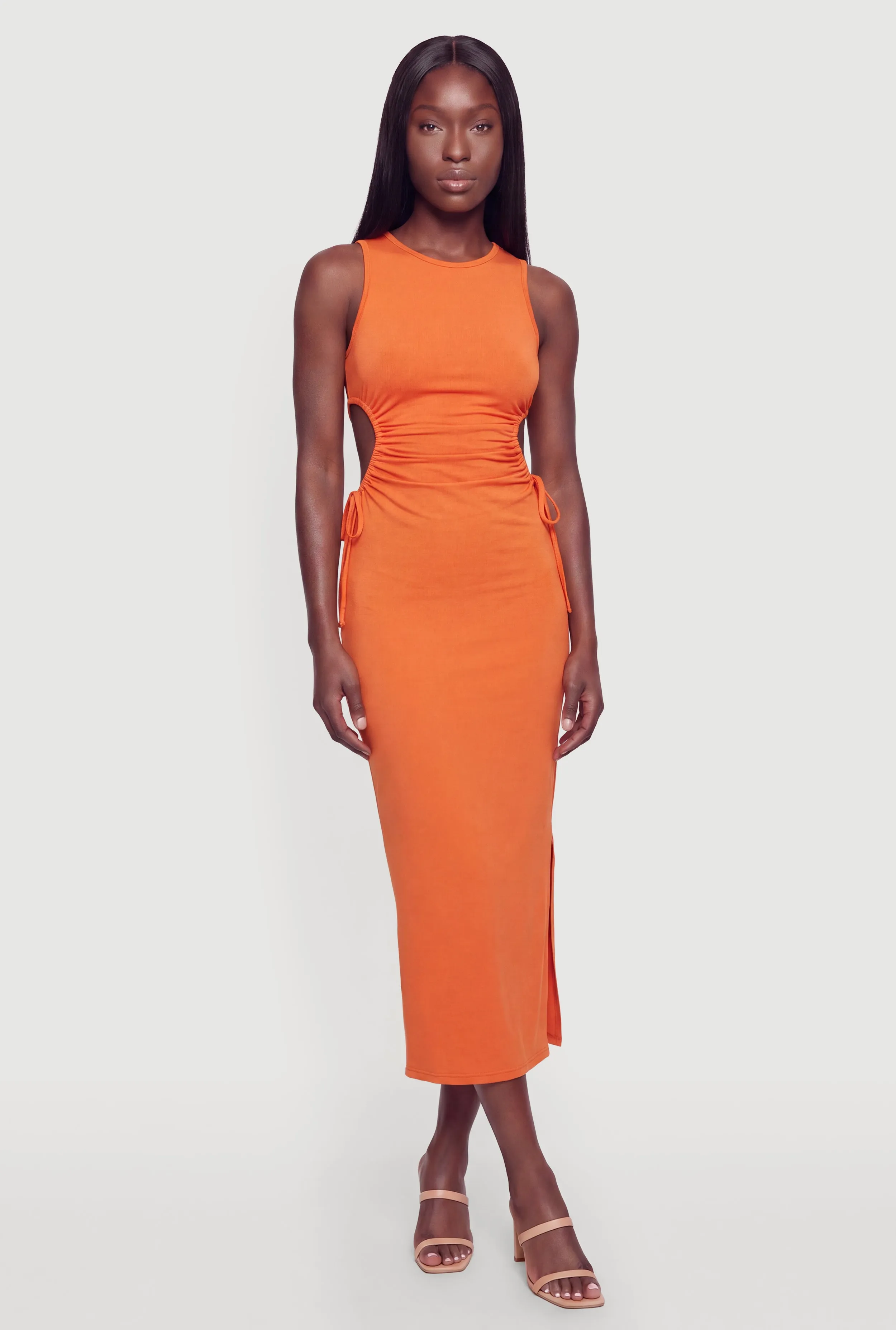Drawstring Side Detail Side Slit Maxi Dress sold by Rainbow product image thumbnail 2