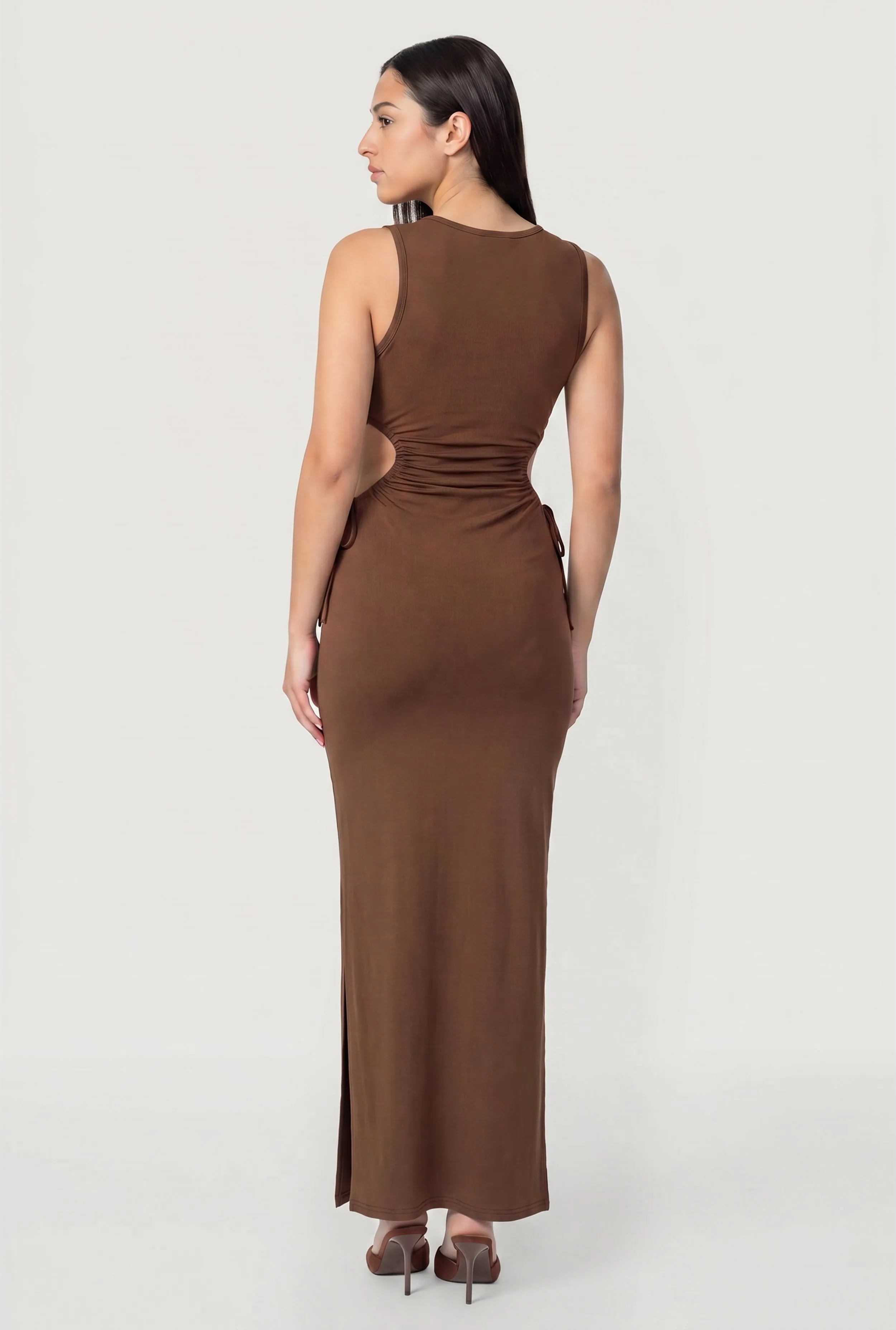 Drawstring Side Detail Side Slit Maxi Dress sold by Rainbow product image thumbnail 3