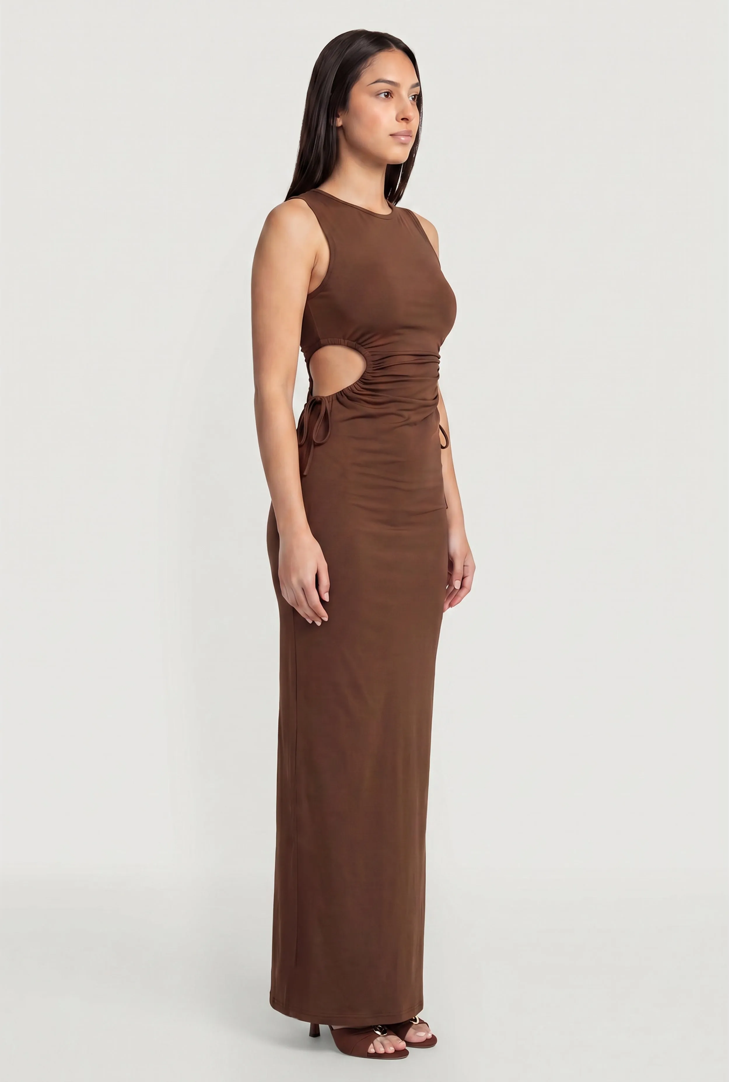Drawstring Side Detail Side Slit Maxi Dress sold by Rainbow product image thumbnail 2