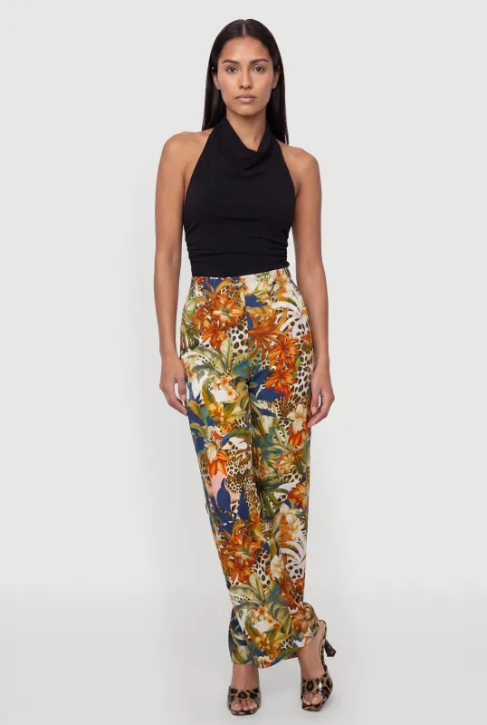 Floral Animal Print Wide Leg Pants made by Rainbow