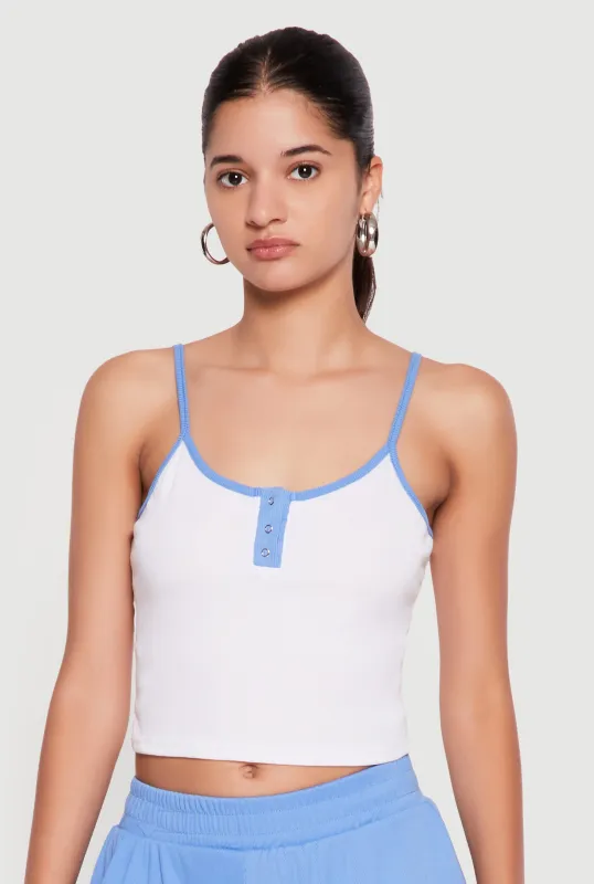 Contrast Trim Scoop Neck Cropped Cami made by Rainbow