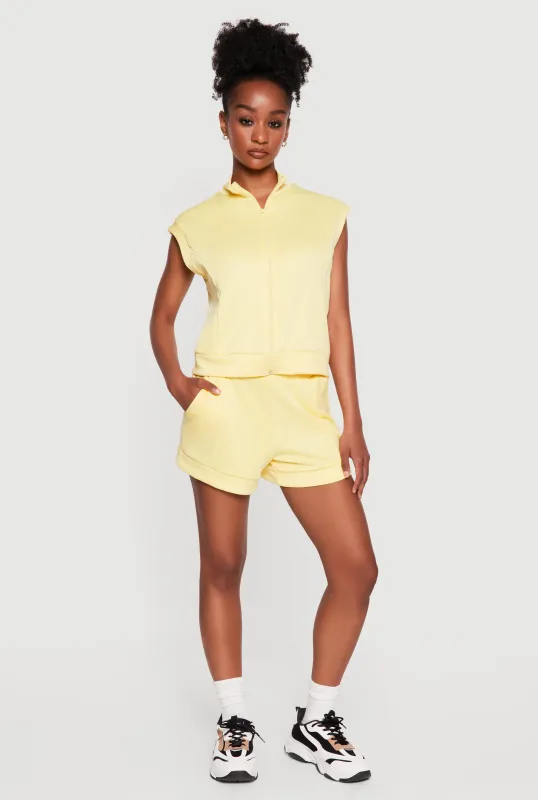 Drawstring Waist Pintuck Detail Shorts made by Rainbow