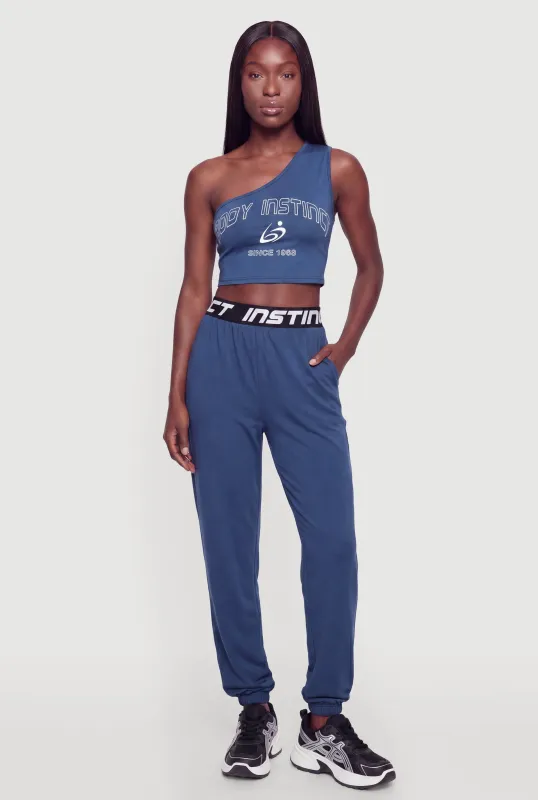 Contrast Trim Instinct Graphic Waistband Joggers made by Rainbow