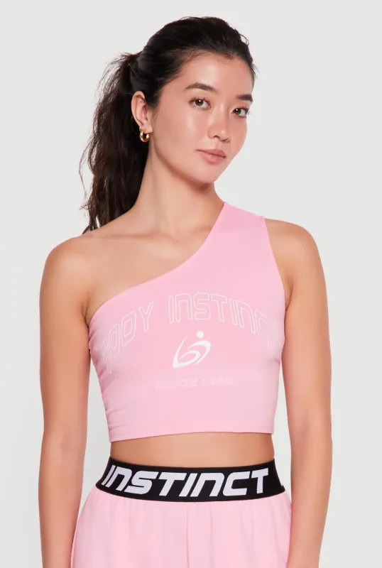 Body Instinct Graphic One Shoulder Crop Top made by Rainbow