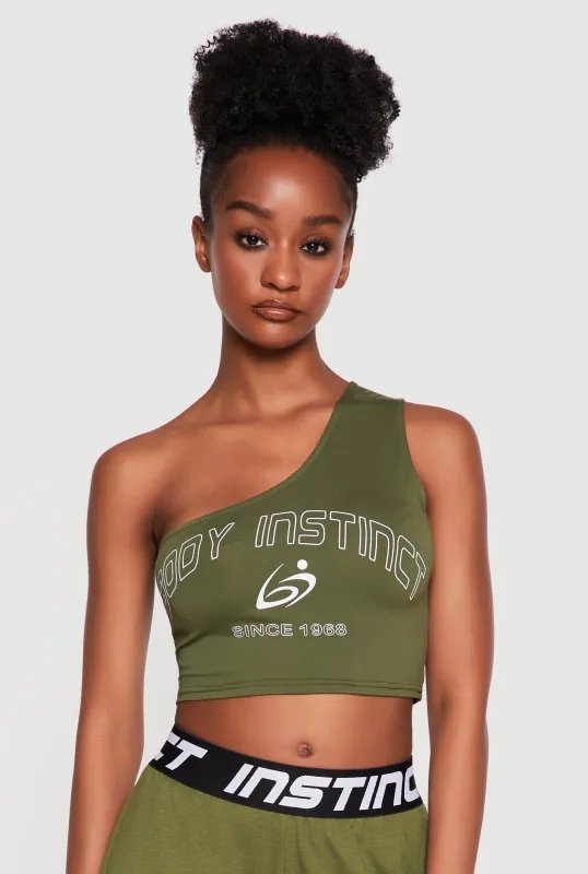 Body Instinct Graphic One Shoulder Crop Top made by Rainbow
