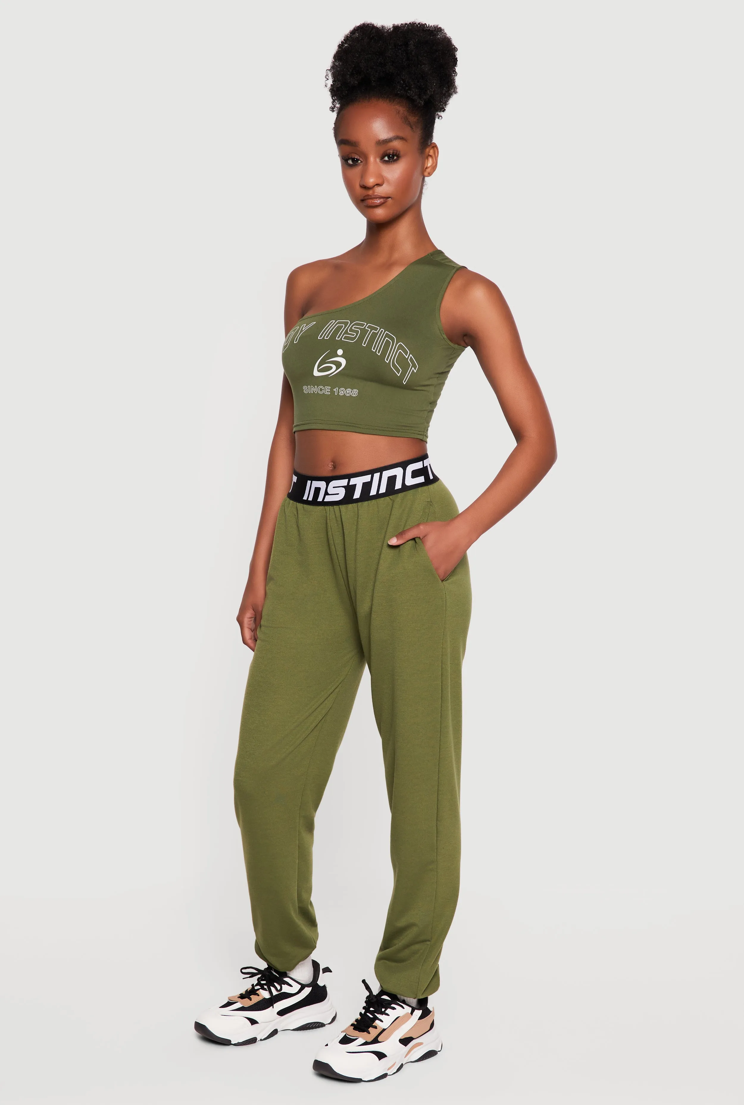 Body Instinct Graphic One Shoulder Crop Top sold by Rainbow product image thumbnail 3