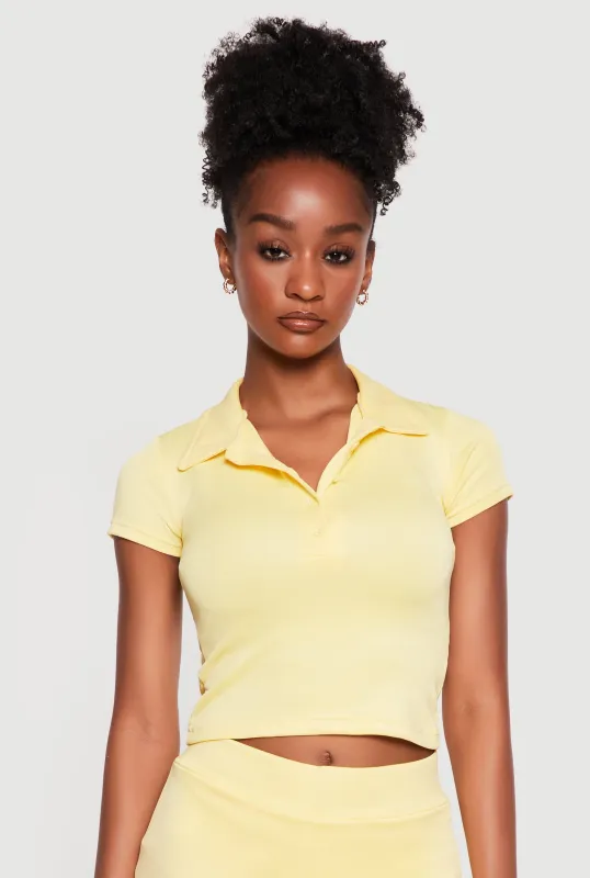 Short Sleeve Polo Crop Top made by Rainbow